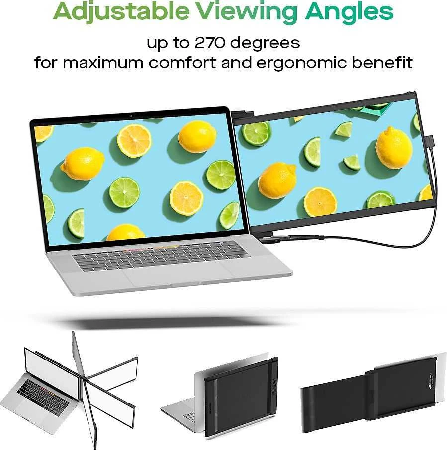 Monitorius Mobile Pixels Duex Max DS 14.1 (Juodas) FHD, 1080P IPS, Ultra Slim Nešiojamas kompiuteris