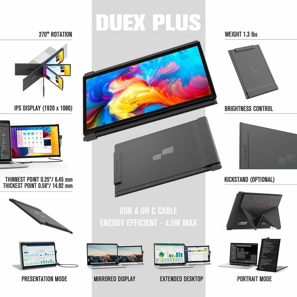 Monitorius Mobile Pixels Mobile Pixels Duex Plus DS 13.3 (Juodas) FH