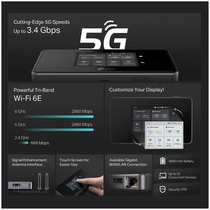 Modemas TP-LINK M8550 5G Mobile Wi-Fi 6E mobiilireititin