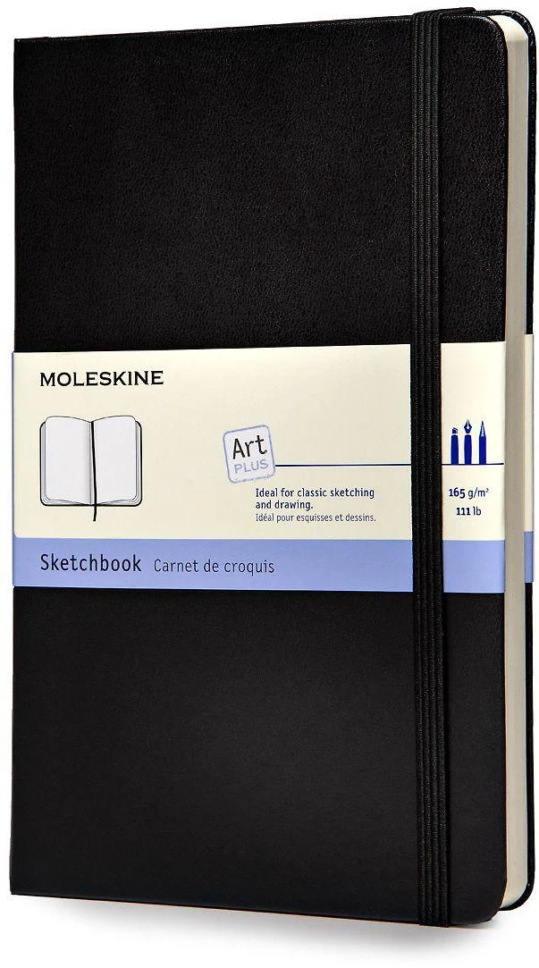 Užrašų knygutė Moleskine Sketchbooks 13x21cm, baltais lapais, kietu viršeliu, juodos spalvos