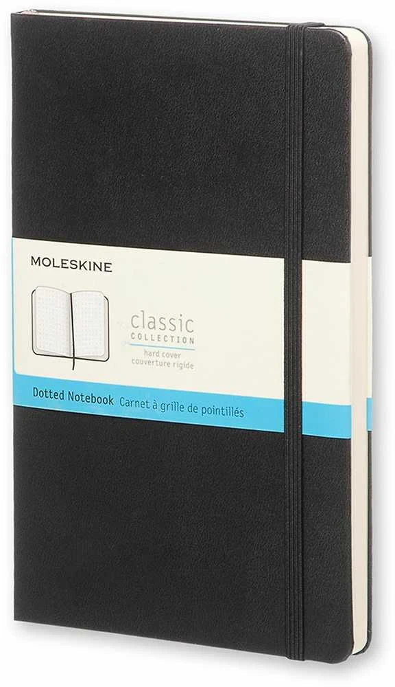 Užrašų knygutė Moleskine 13x21cm, taškuotais lapais, kietu viršeliu, juodos spalvos