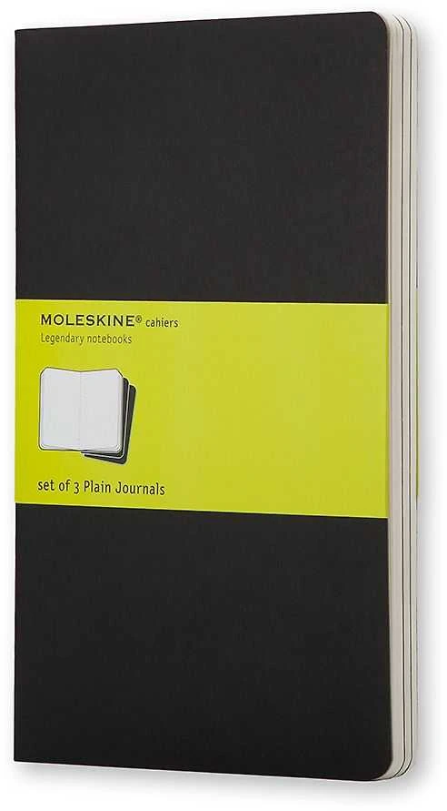 Užrašų knygutė Moleskine Cahier 9x14cm, baltais lapais, minkštu viršeliu, juodos spalvos, 3 vnt