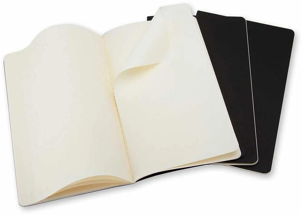 Užrašų knygutė Moleskine Cahier 9x14cm, baltais lapais, minkštu viršeliu, juodos spalvos, 3 vnt