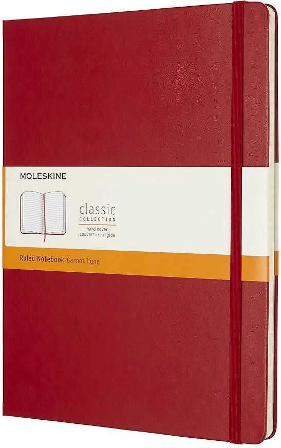 Užrašų knygutė Moleskine Classic 19x25cm, linijomis, kietu viršeliu, raudonos spalvos