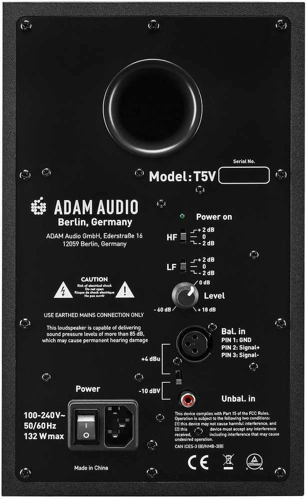 Studijinės monitorinės kolonėlės Adam Audio T5V, Juodos, 5" garsiakalbis