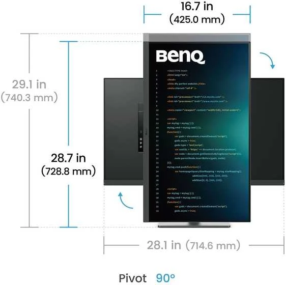 Monitorius BENQ RD320U 31,5 colio IPS 4K 400cd/m2 5ms HDMI2.0x2 DP USB-C PD90W Huba USB garsiakalbiai Pivot