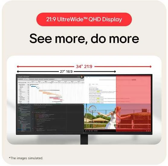 Monitorius LG | 34U650A-B | 34 " | IPS | 21:9 | 100 Hz | 5 ms | 3440 x 1440 pikselių | 300 cd/m² | HDMI jungtys quantity 2