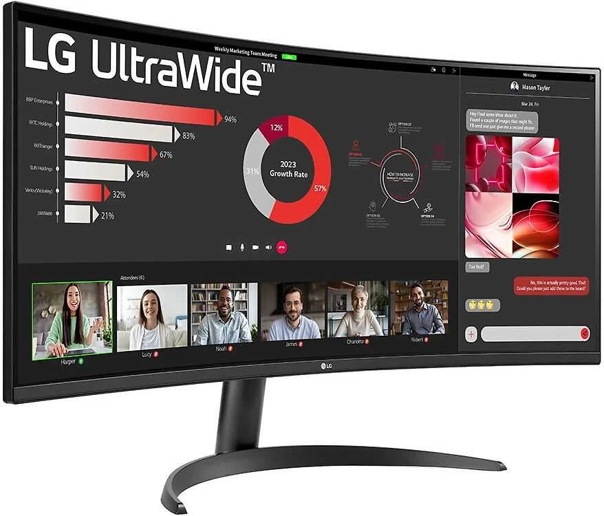 Monitorius LG | 34WR50QK-B | 34 " | VA | QHD | 21:9 | 100 Hz | 5 ms | 3440 x 1440 pikselių | 240 cd/m² | HDMI jungtys quantity 2