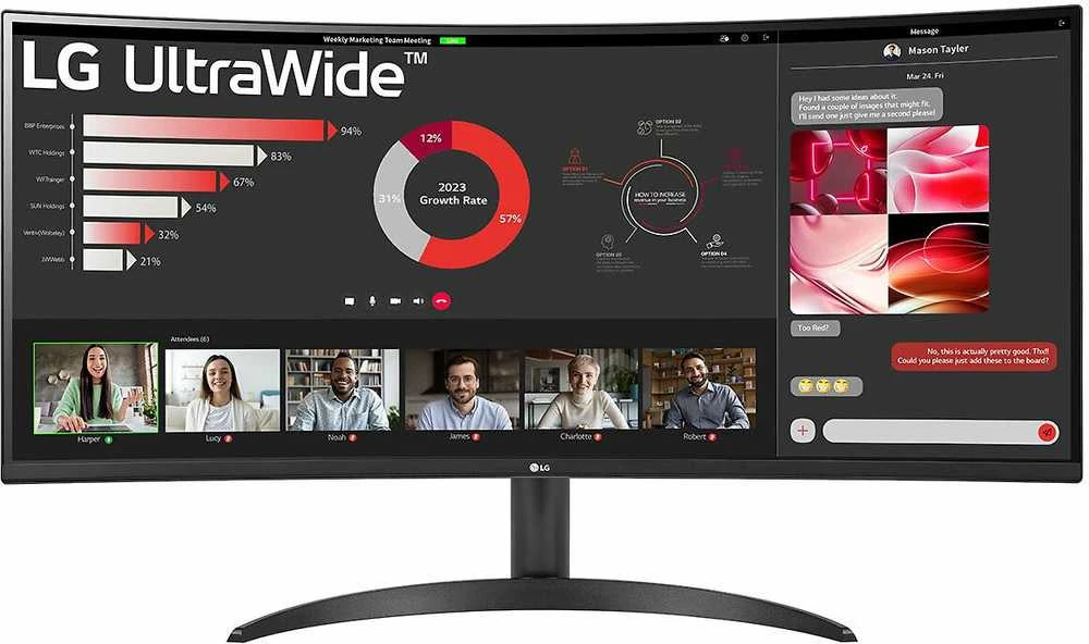 Monitorius LG | 34WR50QK-B | 34 " | VA | QHD | 21:9 | 100 Hz | 5 ms | 3440 x 1440 pikselių | 240 cd/m² | HDMI jungtys quantity 2