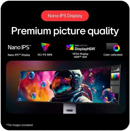 Monitorius LG | 49U950A-W | 49 " | IPS | QHD | 32:9 | 144 Hz | 5 ms | 5120 x 1440 pikselių | 400 cd/m² | HDMI jungtys quantity 2