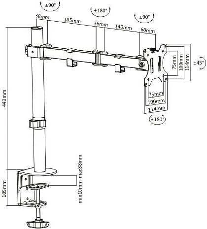 Laikiklis Mozi Basic Stand with Dual Joint -pöytäjalka yhdelle näytölle