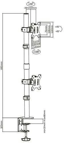 Laikiklis Mozi Basic Tower Stand stalinis stovas dviem ekranams