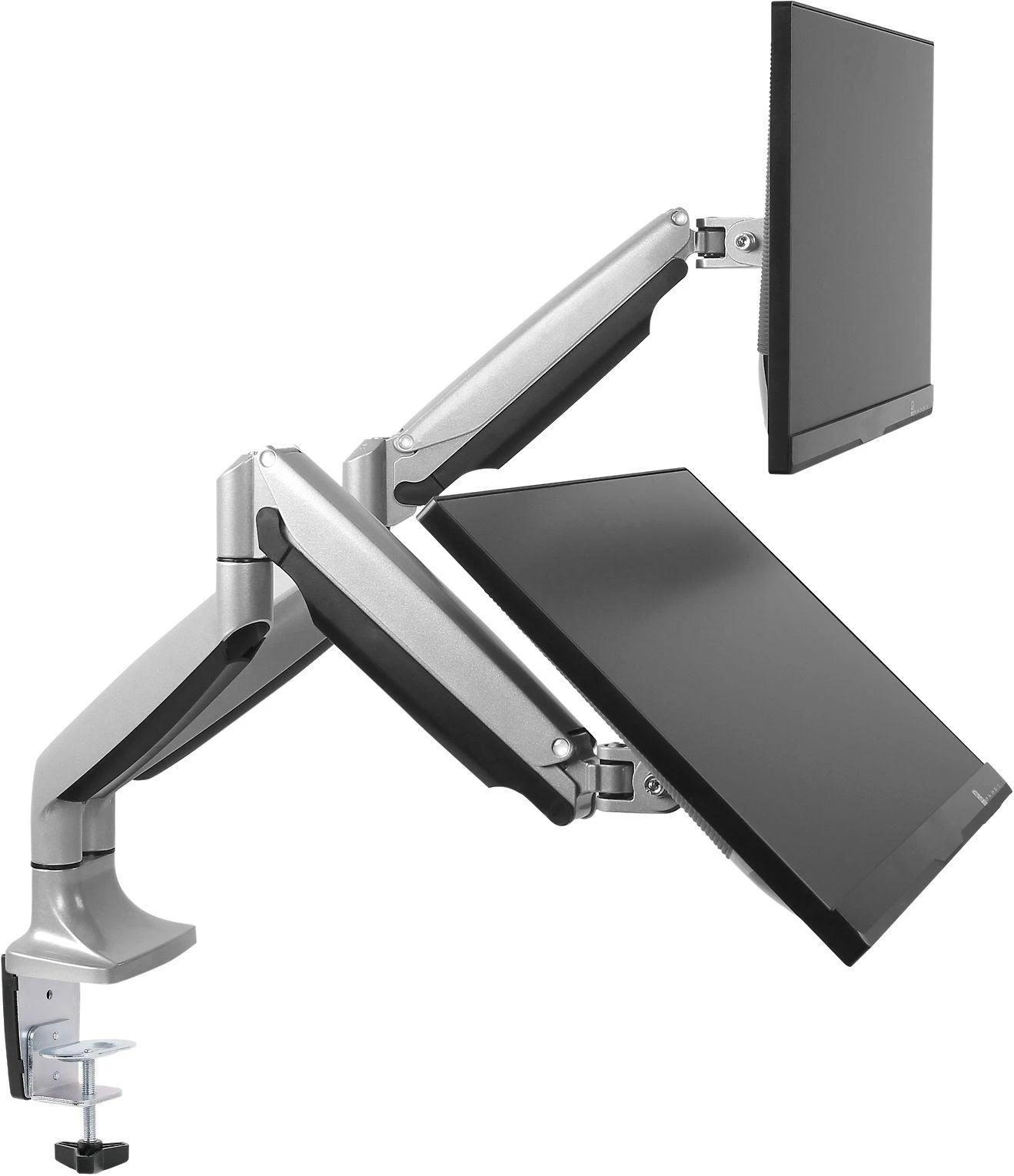 Laikiklis Mozi Dual Ekranas Gas Spring Desk Stovas dviem ekranams