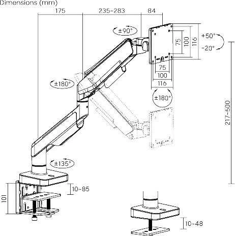 Laikiklis Mozi Heavy Duty Gaming -monitorivarsi, mattamusta-harmaa