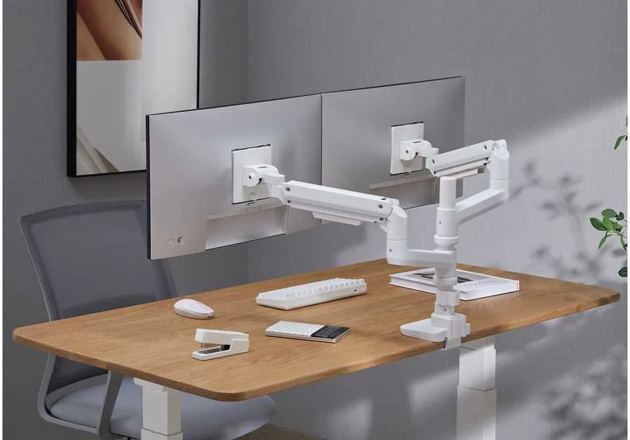 Laikiklis Mozi Infinity Line dviguba monitoriaus rankena, balta