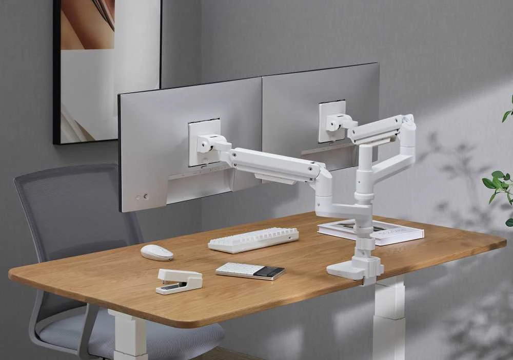 Laikiklis Mozi Infinity Line dviguba monitoriaus rankena, balta