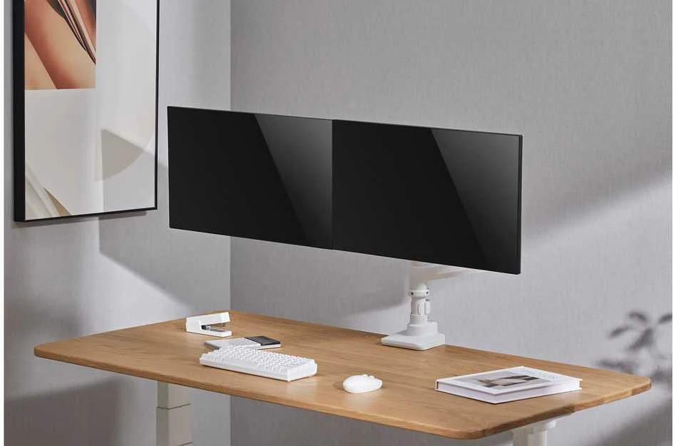 Laikiklis Mozi Infinity Line dviguba monitoriaus rankena, balta