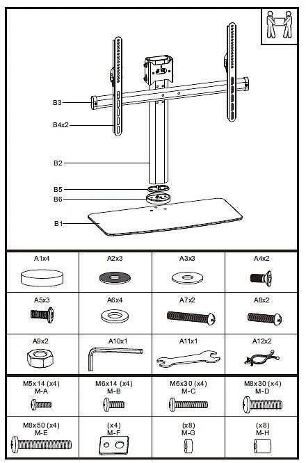Laikiklis Mozi Tablestand B1 32-70 "TV pasukamas stalo stovas