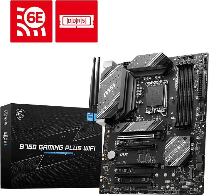 Pagrindinė plokštė MSI B760 GAMING PLUS WIFI LGA 1700 1xDP 1xHDMI