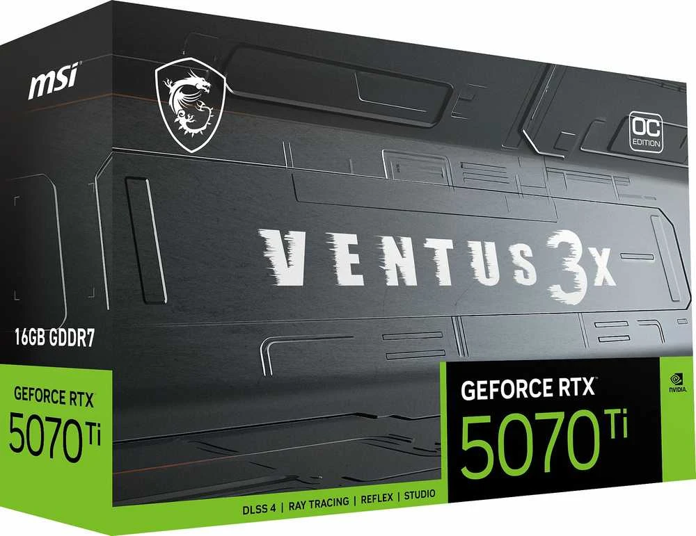 Vaizdo plokštė MSI GeForce RTX 5070 Ti | 16 GB | GDDR7 | 256 bit | PCIE 5.0 16x | Triple slot Fansink | 1xHDMI | 3x DisplayPort