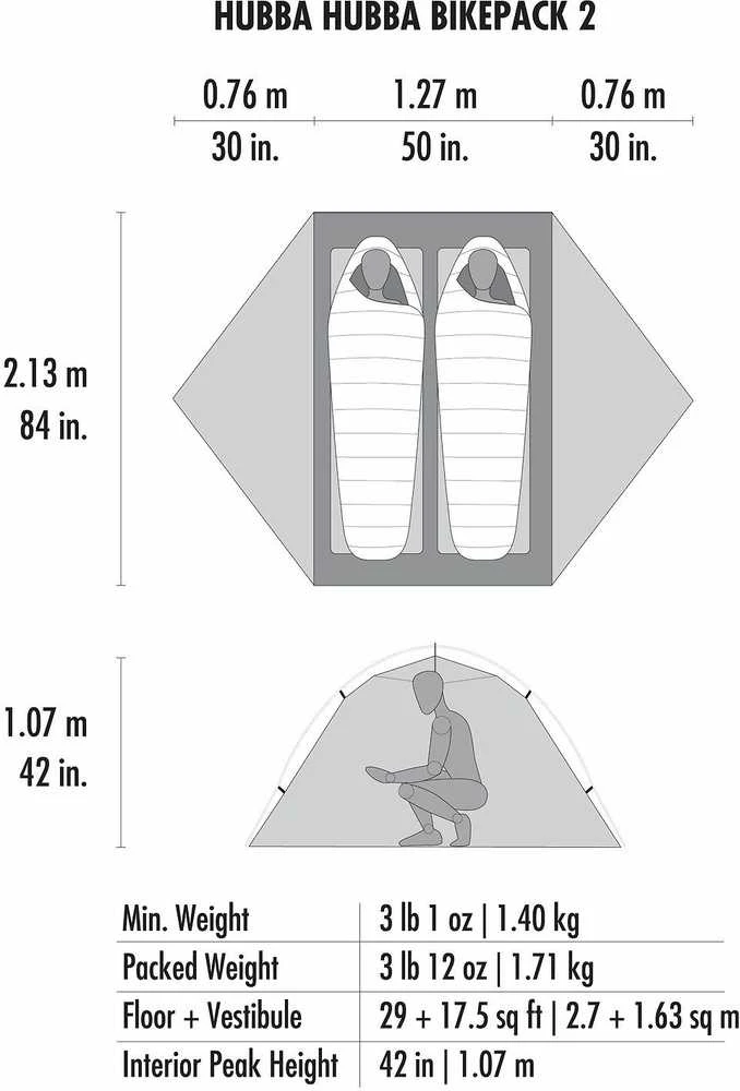 Dvivietė palapinė ant dviračio MSR Hubba Hubba Bikepack 2