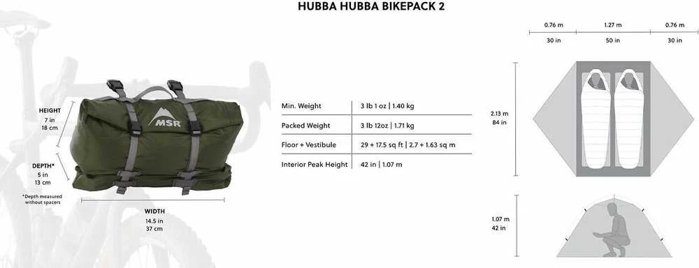 Dvivietė palapinė ant dviračio MSR Hubba Hubba Bikepack 2