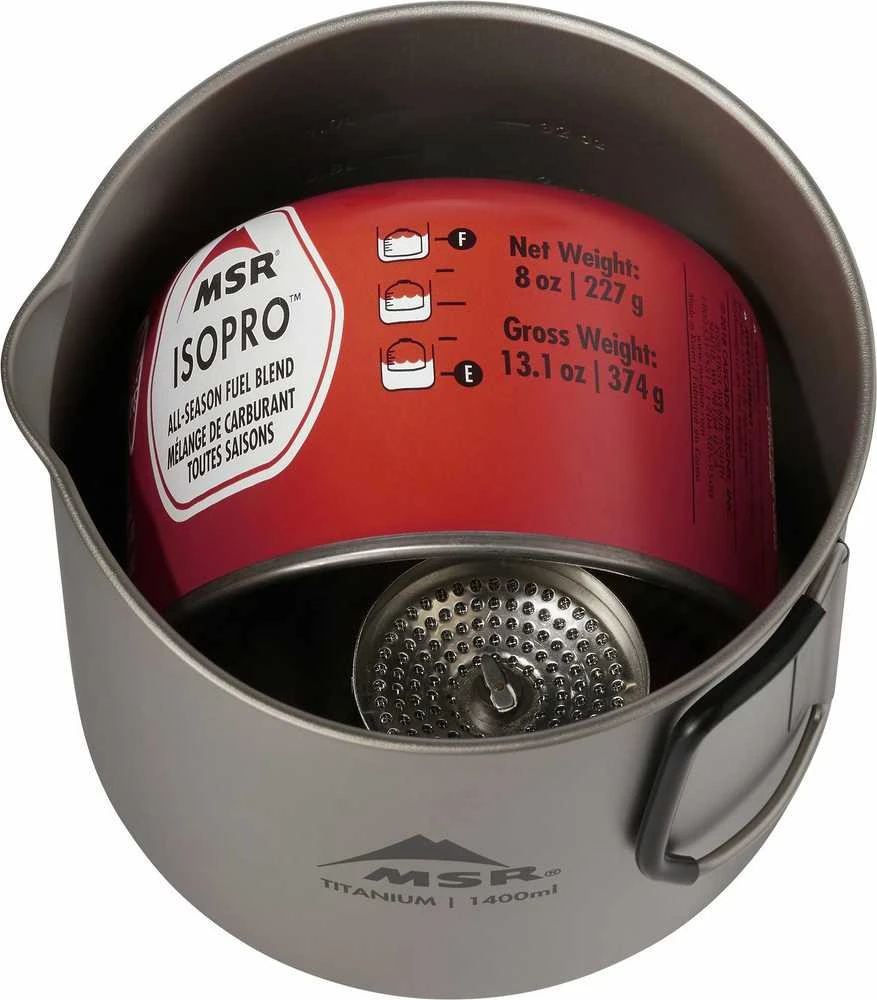 JAV MSR Titan Virdulys 1400 mL titaninis puodas