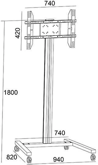 Laikiklis Multibrackets MB EKRANAS STOVAS 180 SINGLE Juodas