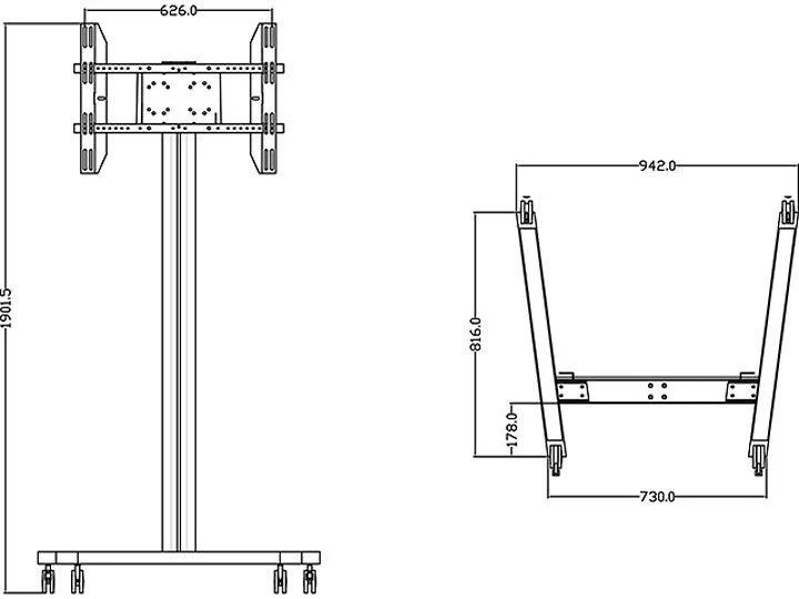 Laikiklis Multibrackets MB EKRANAS STOVAS 180 SINGLE Juodas