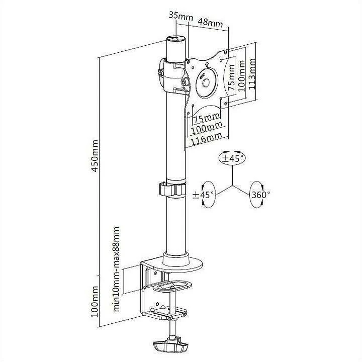 Laikiklis Multibrackets MB DESKMOUNT BASIC SINGLE Juodas MAX 10KG