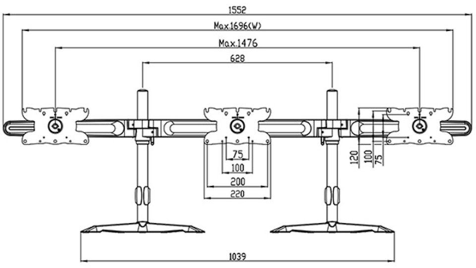 Multibrackets 1312 monitoriaus laikiklis arba stovas 81,3 cm (32") Laisvai stovintis Juoda