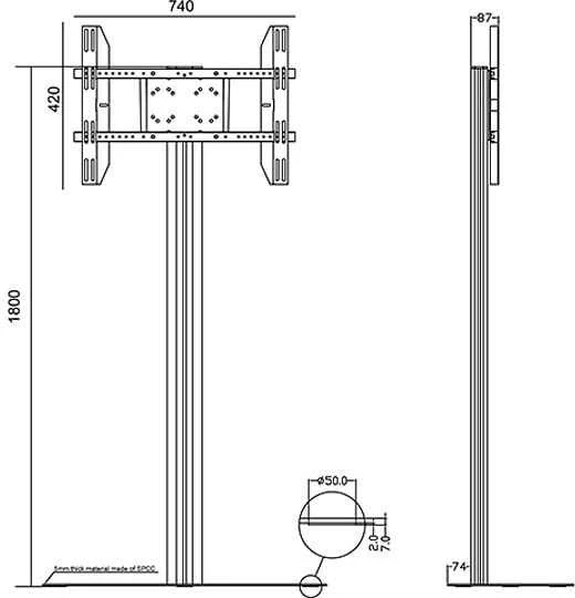 Laikiklis Multibrackets Daugialaikiai laikikliai MB EKRANAS STOVAS 180 W. VIENAS GRINDAS
