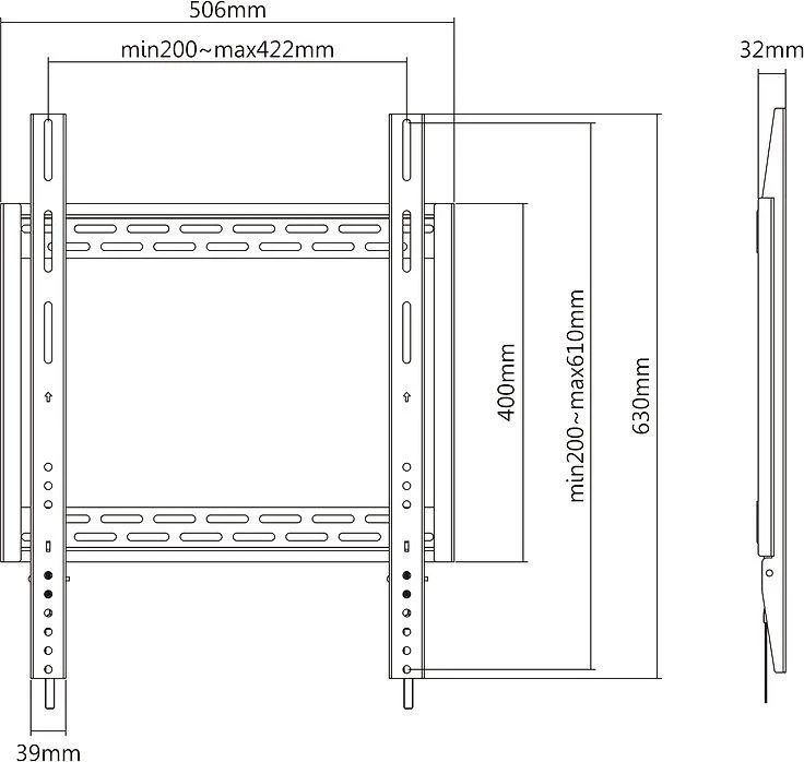 Laikiklis Multibrackets MB UNIVERSAL WALLMOUNT HD PORTRAIT 100KG 400X600