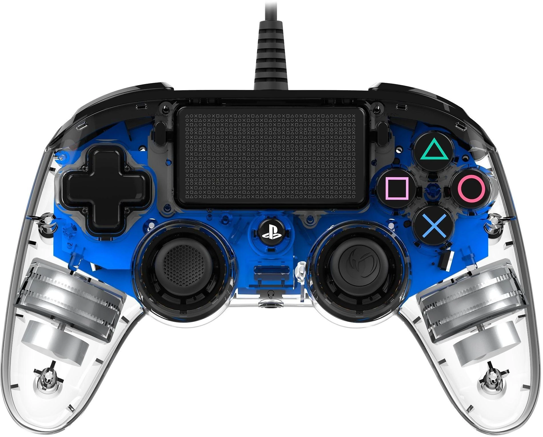 NACON PS4OFCPADCLBLUE žaidimų valdiklis Žaidimų pultelis PlayStation 4 Analoginis / skaitmeninis Mėlyna, Permatomas