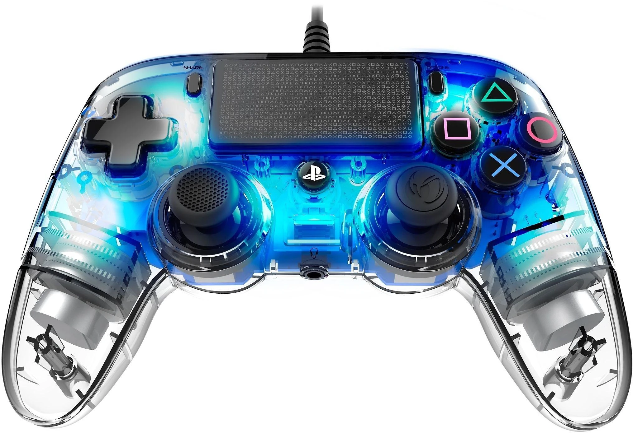 NACON PS4OFCPADCLBLUE žaidimų valdiklis Žaidimų pultelis PlayStation 4 Analoginis / skaitmeninis Mėlyna, Permatomas