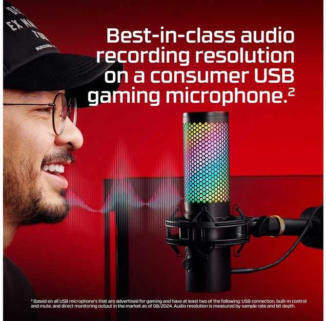HyperX QuadCast 2 S kondensatorinis žaidimų mikrofonas | Juodas