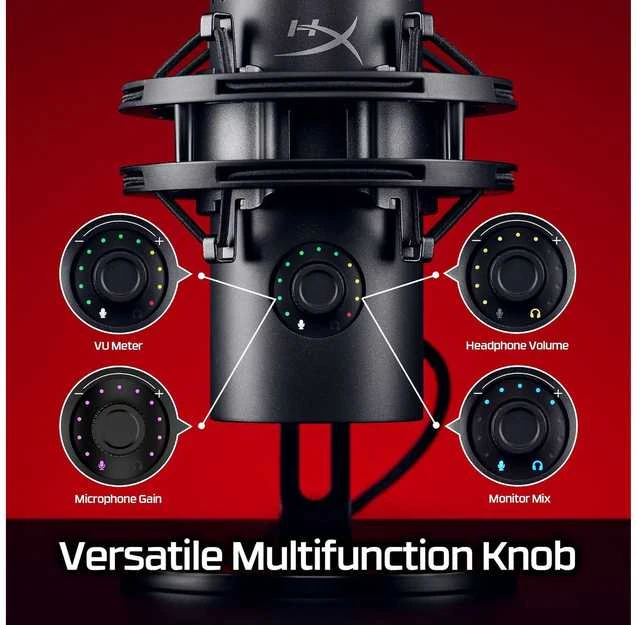 HyperX QuadCast 2 S kondensatorinis žaidimų mikrofonas | Juodas