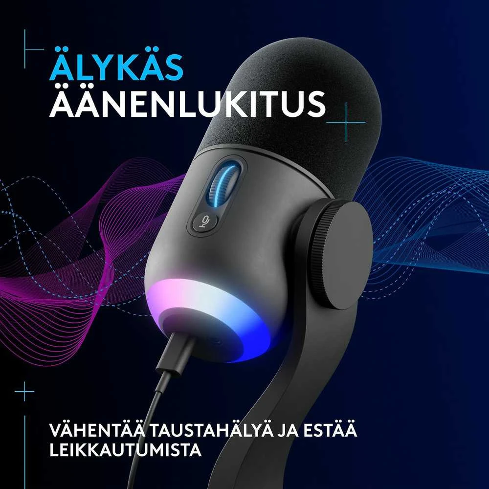 Logitech G Yeti GX Dynamic kardioidinis laidinis mikrofonas (juodas) su RGB | USB