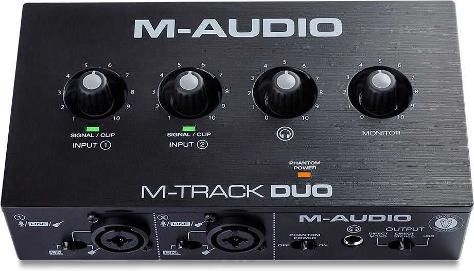 M-AUDIO M-Track Duo USB garso sąsaja Crystal pirminis stiprintuvas 16 bitų 48 kHz Juodas