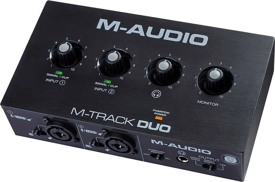 M-AUDIO M-Track Duo USB garso sąsaja Crystal pirminis stiprintuvas 16 bitų 48 kHz Juodas