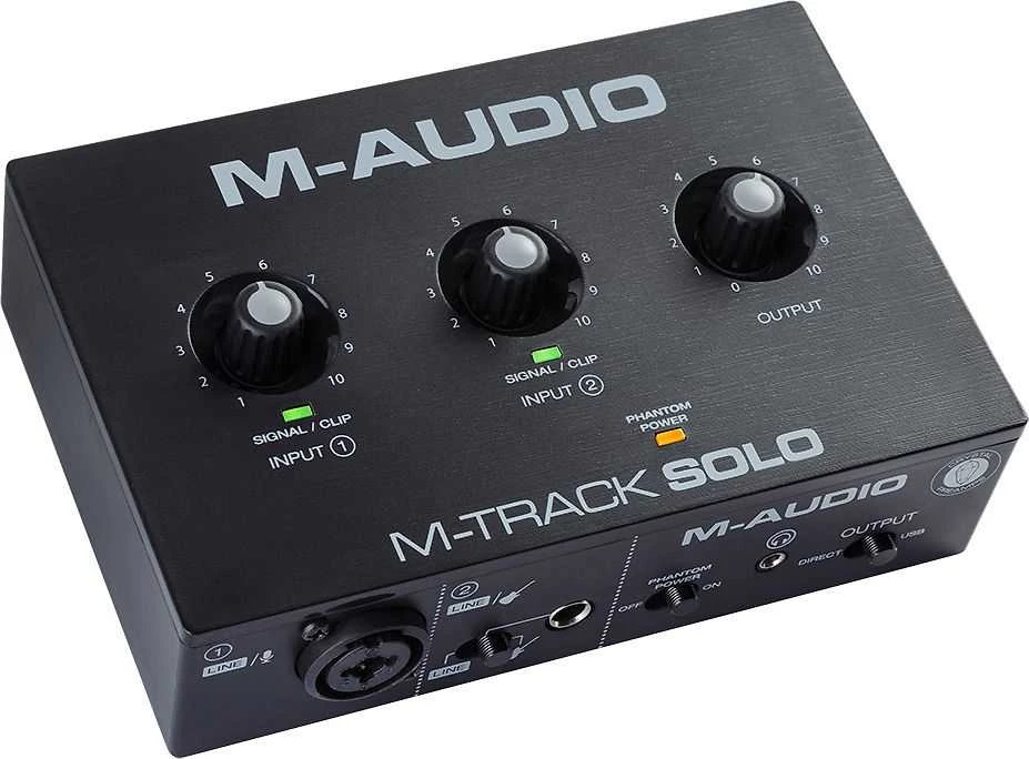 M-AUDIO M-Track Solo USB garso sąsaja Krištolinis pirminis stiprintuvas 16 bitų 48 kHz Juodas