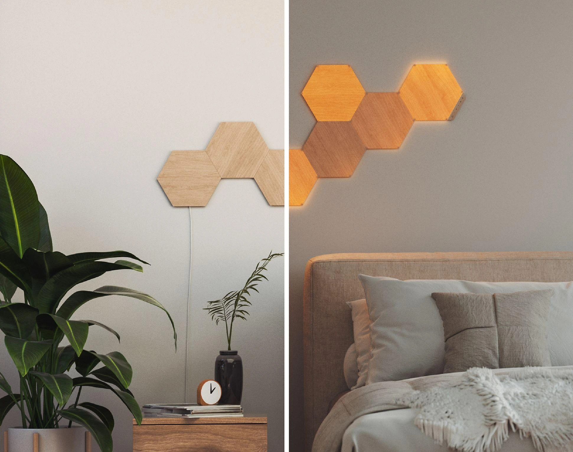 Sieninis šviestuvas Nanoleaf | Elementų medžio išvaizdos šešiakampių išplėtimo paketas (3 panelės) | Šaunus Baltas + Šiltas Baltas