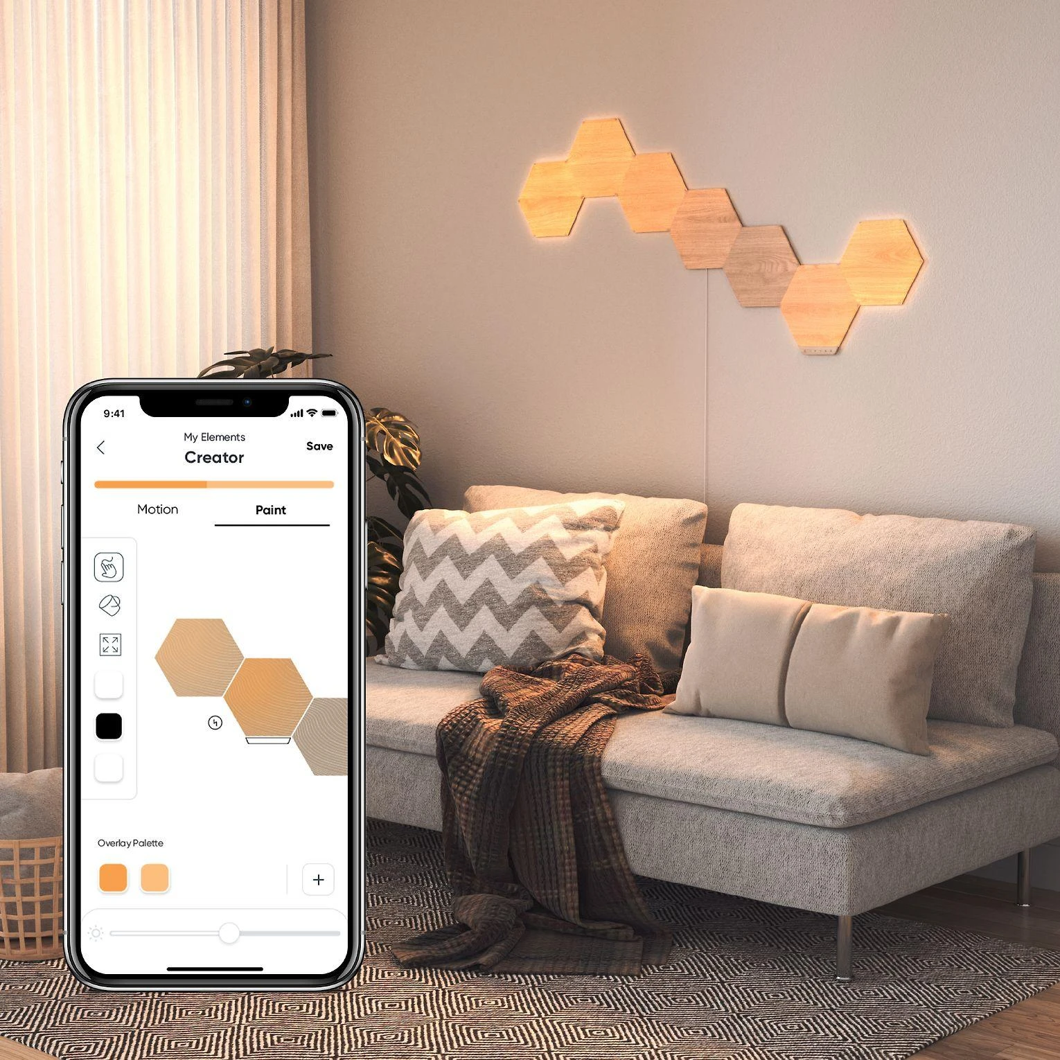 Nanoleaf | Elementų medžio išvaizdos šešiakampių pradinis rinkinys (13 panelių) | Šaltos Baltos + Šiltos Baltos