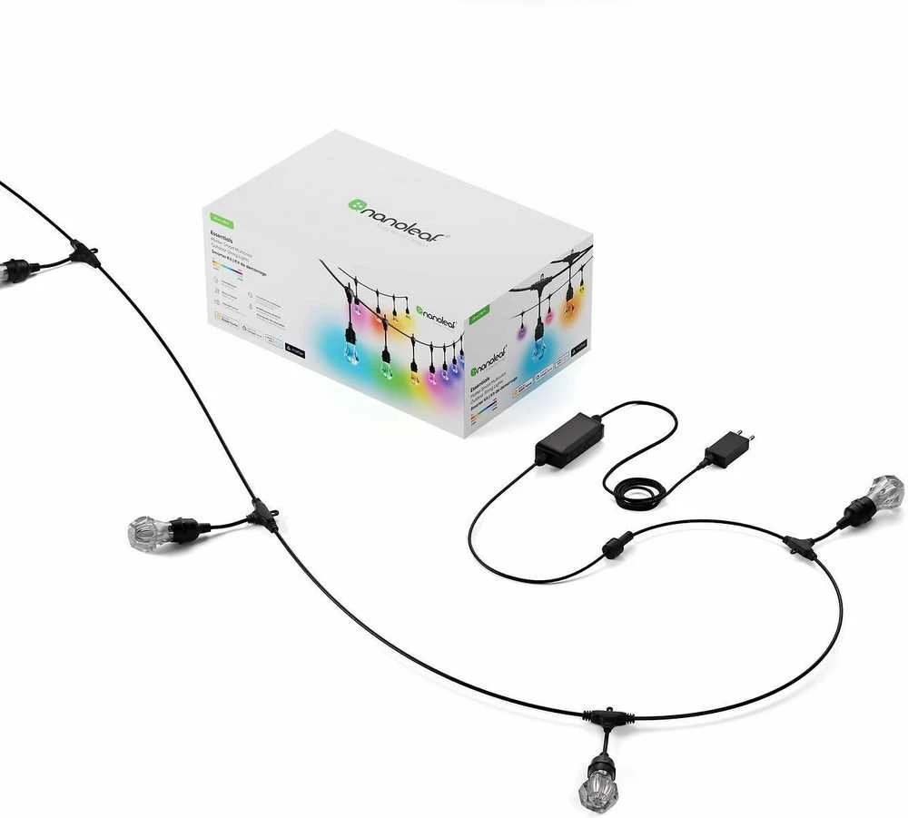 „Nanoleaf Essentials Matter“ išmaniųjų daugiaspalvių lauko lempučių girliandų pradinis rinkinys, 30 m | 16 mėn.+
