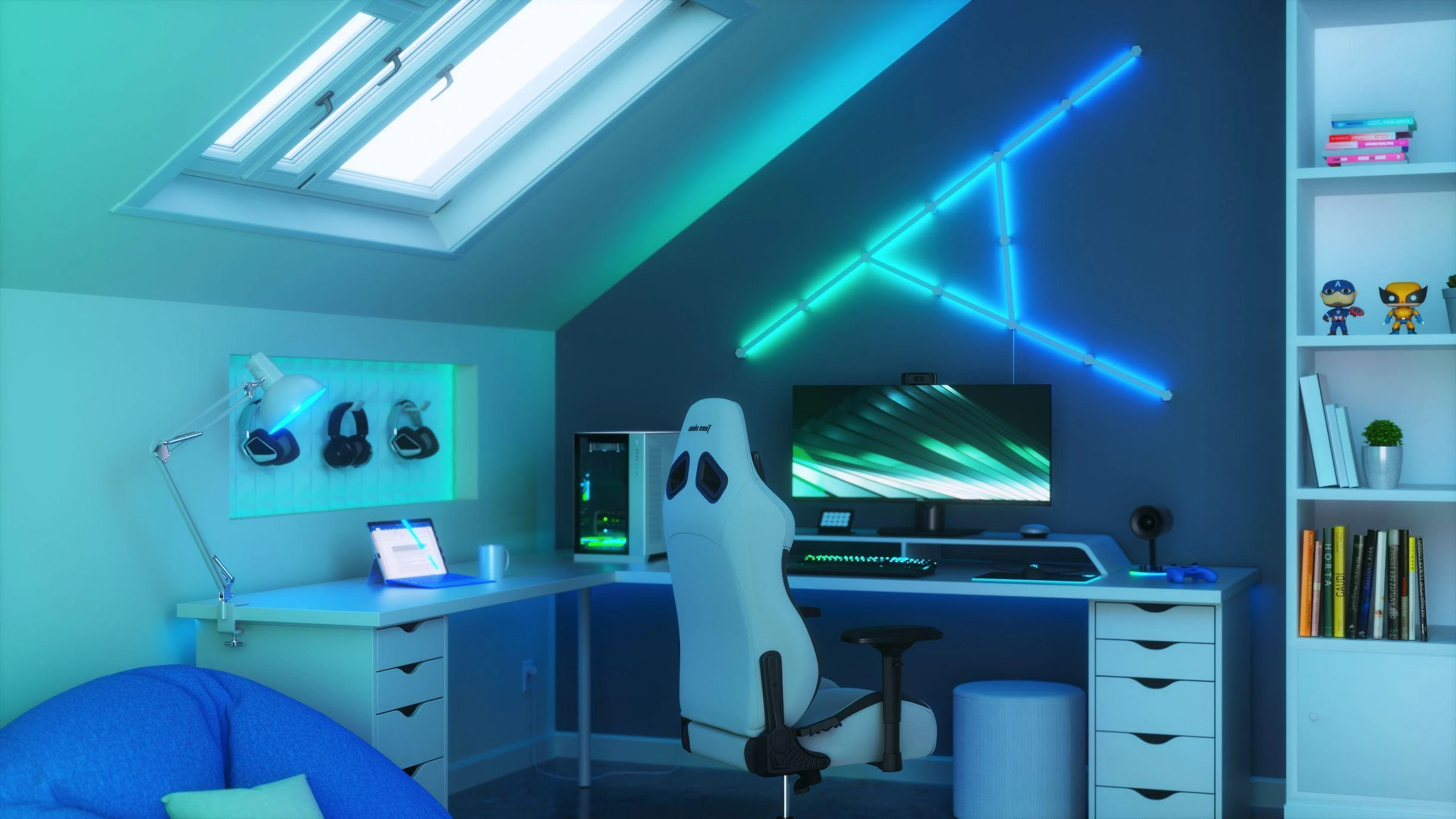 „Nanoleaf“ | Linijų pradinis rinkinys (9 panelės) | 16 mln. spalvų