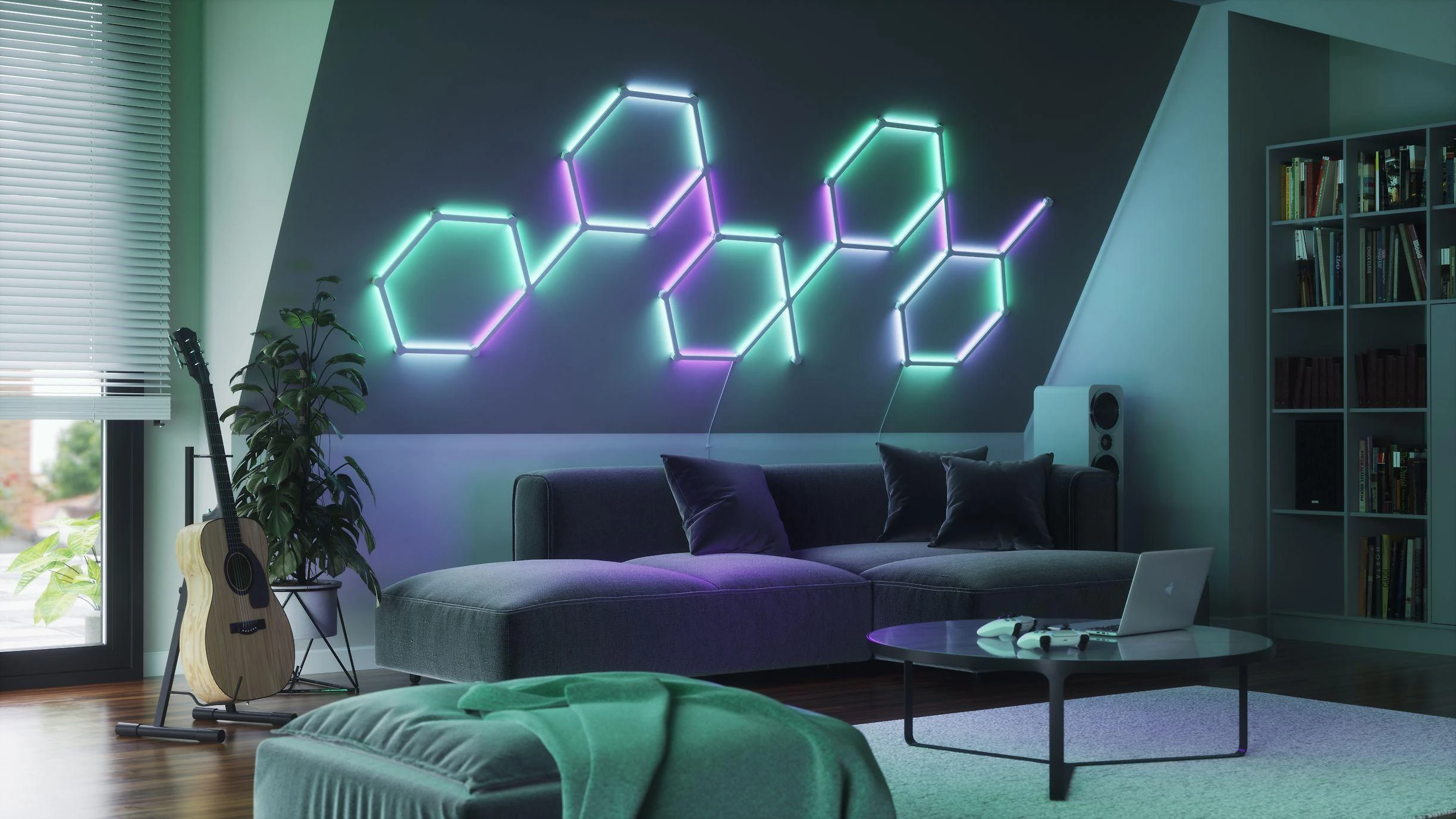 „Nanoleaf“ | Linijų pradinis rinkinys (9 panelės) | 16 mln. spalvų