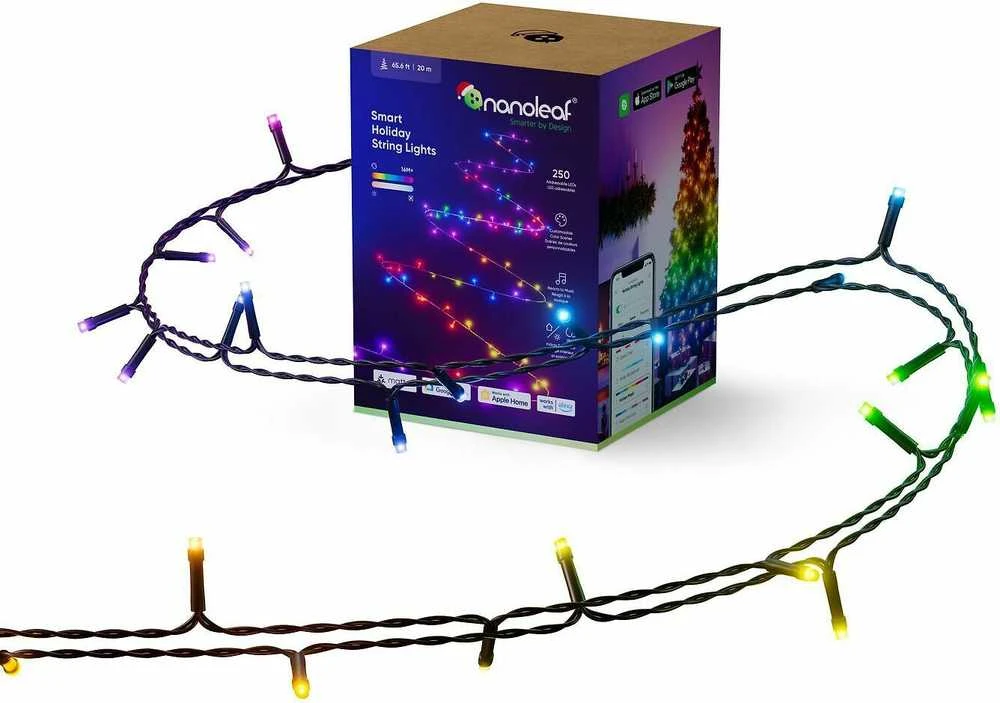 „Nanoleaf|1D Outdoor Holiday String Lights Starter Kit“ 250LED 20m|18 W|RGBW|Wi-Fi, svarbu