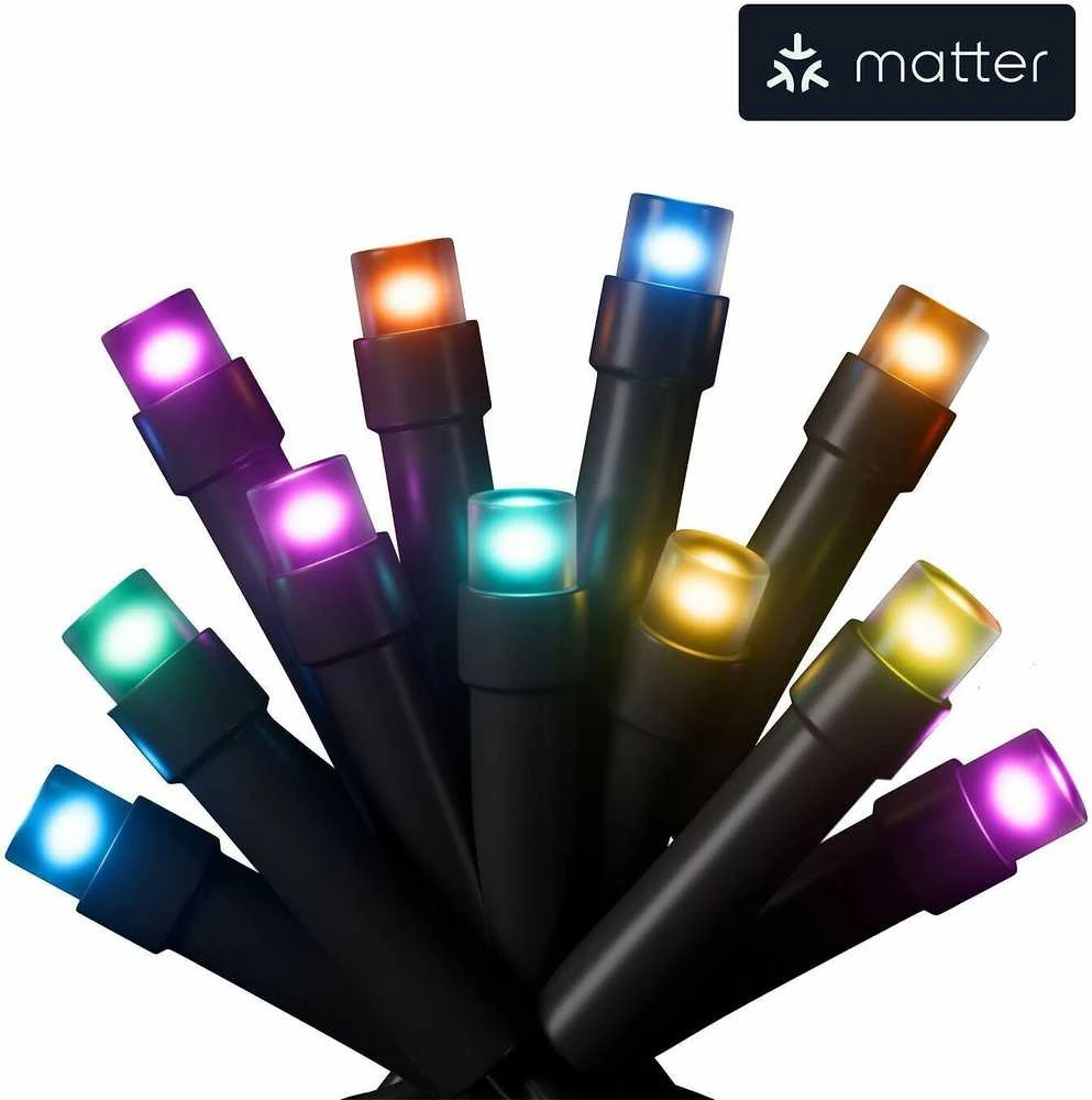 „Nanoleaf|1D Outdoor Holiday String Lights Starter Kit“ 250LED 20m|18 W|RGBW|Wi-Fi, svarbu