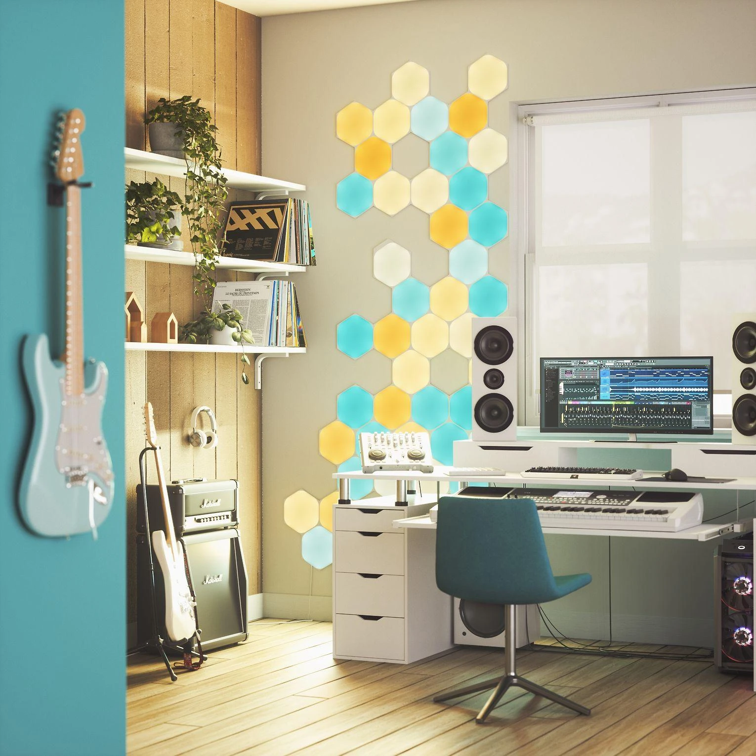 Nanoleaf Nanolapis | Formos Hexagons Starter Kit (9 plokštės) | 16 mln.+