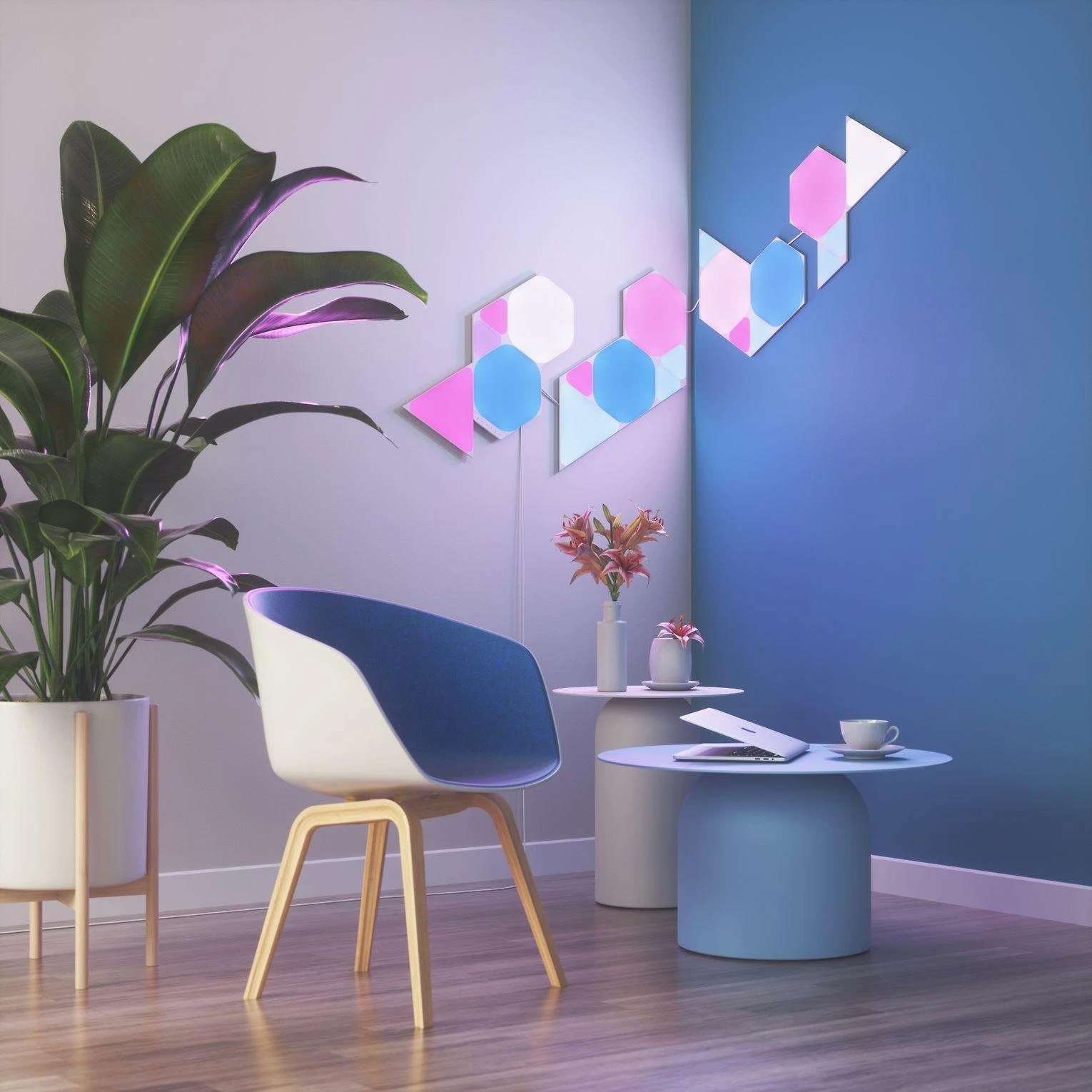 Nanoleaf Nanolapis | Formos trikampių pradinis rinkinys (15 plokščių) | 1,5 W | 16M+ spalvų